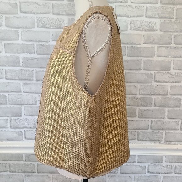 Banana Republic Gold Woven Layer Vest Top NEW XL Boho Lagenlook Casual Staple - Picture 3 of 8